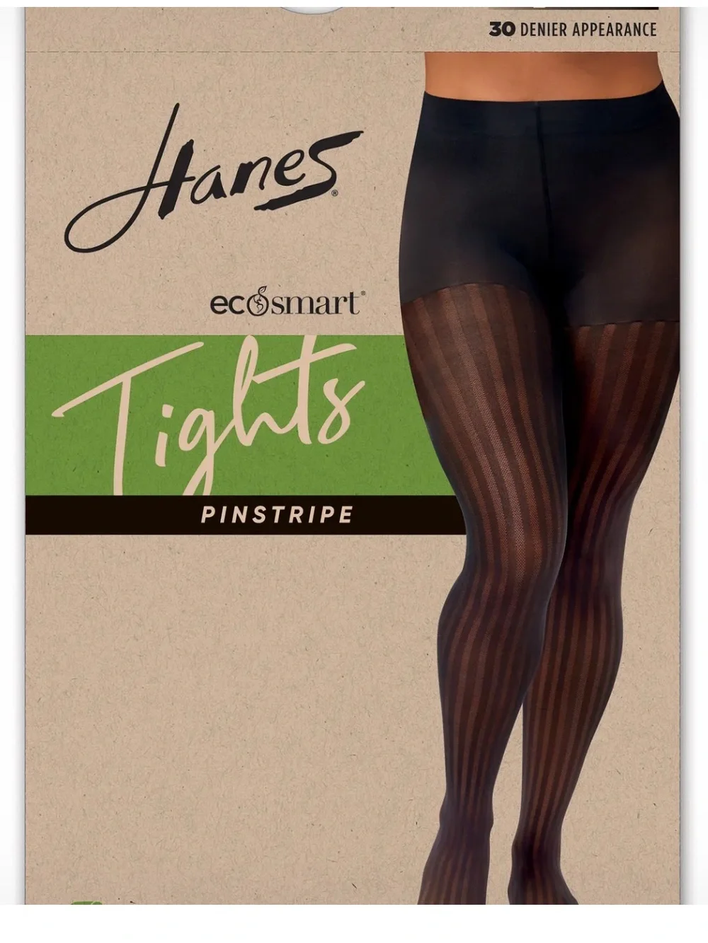 NWT Hanes EcoSmart Pinstripe Control Top Tights Black - XL